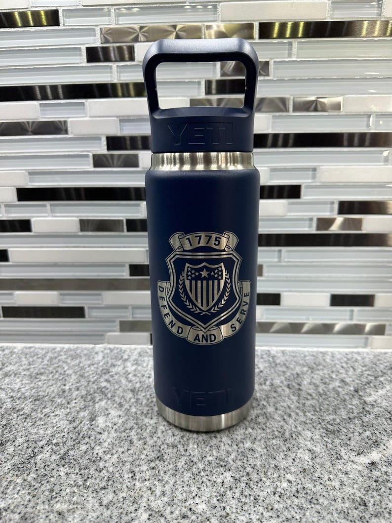 Personalized Yeti Tropical Pink Rambler 2.0 Water Bottle, Laser Engraved Stainless Steel Insulated Bottle with Color-Matching Straw Cap