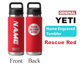 Bottiglia Yeti Rescue Red Rambler, bottiglia personalizzata in acciaio inossidabile con isolamento sottovuoto e tappo a beccuccio, incisa al laser, ideale per aziende.