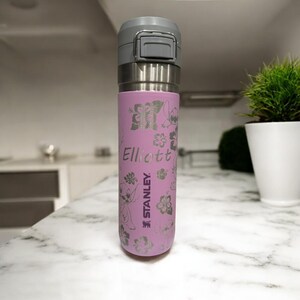 Personalized Stanley 36oz Go Quick Flip GO Water Bottle, Laser Engraved Stainless Steel Bottle with Push Button Lid, School Bottle
