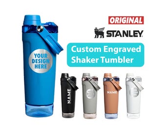 Shaker Stanley Activate da 20 once inciso al laser, shaker per proteine personalizzato in acciaio inossidabile con base contenitore e coperchio a vite a flusso rapido
