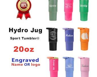 20oz HydroJug Sport Tumbler with Straw, Personalized Laser Engraved Stainless Steel Tumbler with Straw, Vacuum Insulated Leakproof Bottle