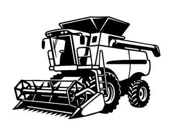 SVG de colheitadeira, PNG de fazenda, arquivo de corte de colheitadeira, clipart, arquivo digital, arquivo SVG, Silhouette, download instantâneo