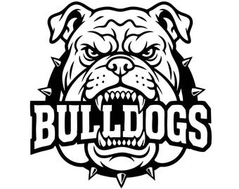 Bulldoggen Maskottchen SVG Team Logo, High School Maskottchen, Hund mit Spikes, T-Shirt Design, Schnittdateien, SVG, PNG, Sofort Download