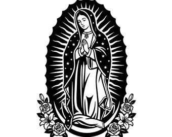 Unsere Liebe Frau von Guadalupe SVG, PNG: Jungfrau Maria, katholischer Glaube, Heilige Figur, religiös, heilig, T-Shirt-Design, Schnittdatei, Sofort-Download