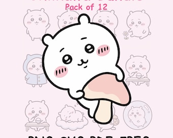 Chiikawa SVG-Bundle | 12er Pack | Kawaii Anime Katze Digitale Aufkleber für Cricut & DIY Crafts chiikawa usagi hachiware T-shirt