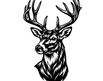 Deer Head SVG, Deer Bust SVG, Buck Head Svg, Wildlife Svg, Forest Animal Svg, Stag Svg, Country Decor Svg, Digital Download