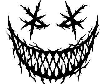 Scary Face SVG, Horror Smile SVG, Creepy PNG, Halloween Cut File, Clipart, Digital File, Svg File, Silhouette, Instant Download