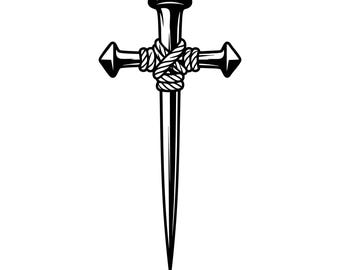Nagelkreuz SVG, PNG: Religiöse Kunst, Glaubenssymbol, Kreuzigung, Christ, Jesus Christus, T-Shirt Design, Schnittdatei, Sofort Download