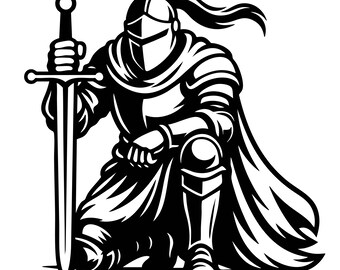Knight SVG, Knight PNG, Fighter Svg, Sword Cut File, Clipart, Digital File, Svg File, Silhouette, Instant Download