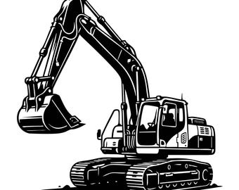 Excavator SVG PNG, Digger Svg, Excavator Png, Construction Cut File, Clipart, Digital File, Svg File, Silhouette, Instant Download