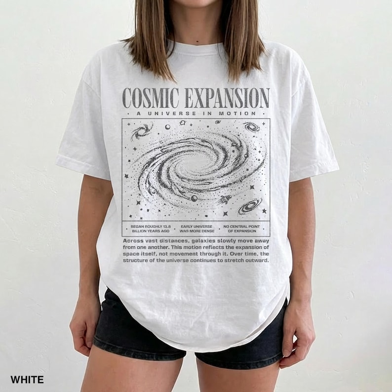 Space Science Shirt, Physics T-Shirt, Cosmos Astrophysics Student, STEM Gift, 90s Y2K Retro Tee White