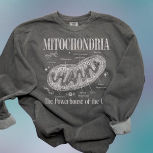 Mitochondria Funny Science Sweatshirt, Retro Biology Graphic Top, Comfort Colors Y2K Sweats, STEM Gift