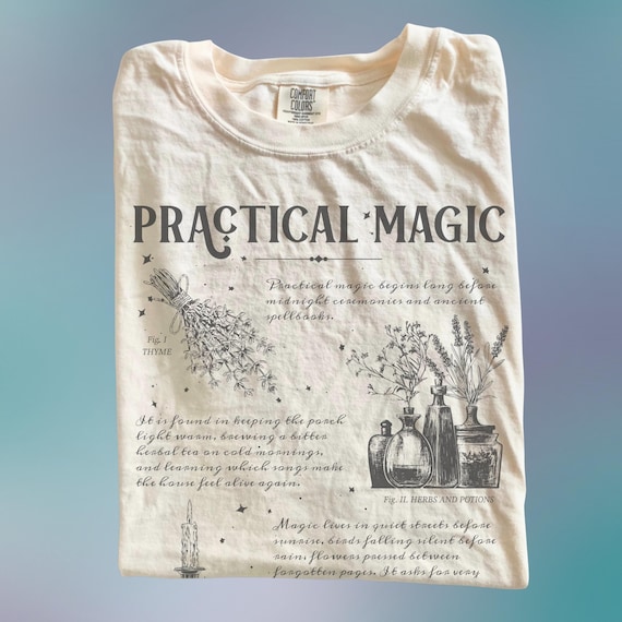 Practical Daily Magic Shirt, Dark Academia T-Shirt, Witchcraft Tee, Witchy Things T-Shirt, Botanical Graphic T-Shirt