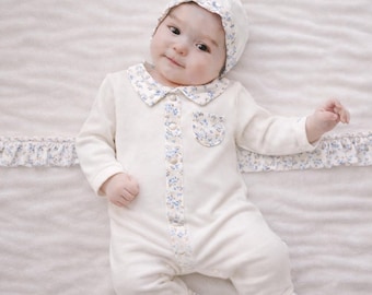 Completo di lusso per neonato da portare a casa, set regalo per neonato in cotone biologico, set floreale da 6 pezzi per ospedale, regalo per baby shower per bambina 0-3 mesi