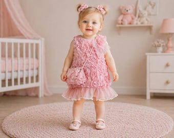 Vestido de niña de las flores, vestido de fiesta para niña pequeña, vestido de bebé de encaje y tul, conjunto de cumpleaños, vestido de novia, vestido elegante de boutique