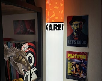 Retro Floor Lamp: Vintage Tobacco Bar Lighting, Handmade Man Cave Decor, Red White Cigarette Pack Style Bar Light
