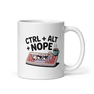 CTRL ALT NOPE Keyboard Mug: Sarcastic Programmer Coffee Cup, Work From Home Desk Accessory