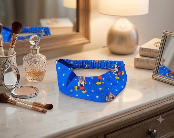 Blue Mickey Mouse Headband: Comfortable Elastic Hair Accessory