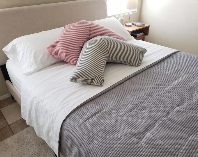 Elbow Pillow with Cotton Ticking Cover