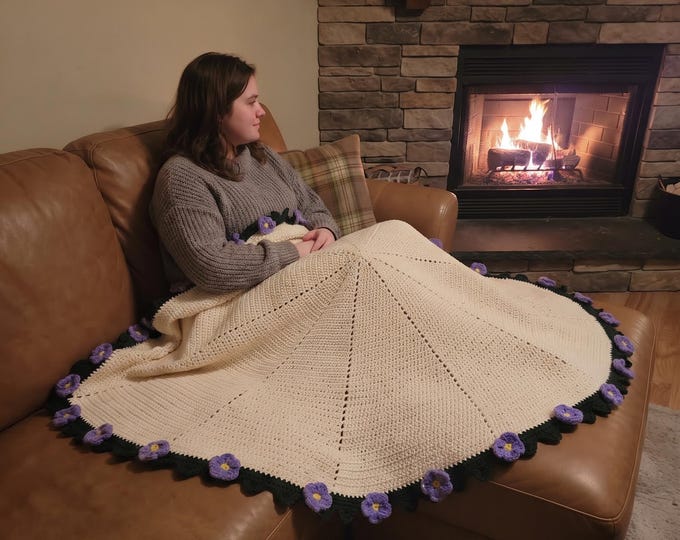Handcrafted Crochet Floral Throw Blanket | Custom Made-to-Order Heirloom Decor