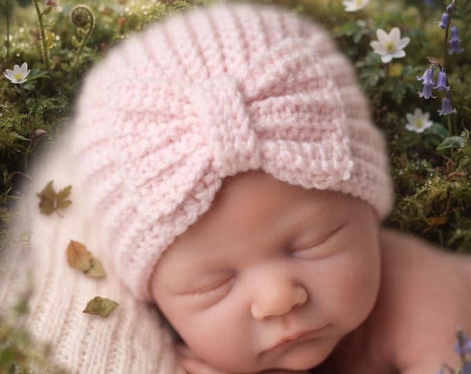 Newborn Turban Hat | Handmade Soft Baby Head Wrap | Custom Colors Available | Baby Shower Gift