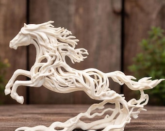 2026 Year of the Horse Sculpture | Ethereal Stallion | Abstract Running Horse Statue | Beautiful and Unique Desk Ornament