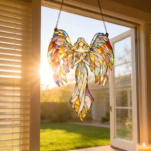 Handgemachter Engel Glasmalerei, Mosaik-Sonnenfänger, Fensterschmuck, Prisma-Lichtfänger, Boho-Wandornamente, Geburtstagsgeschenk, Sympathiegeschenk