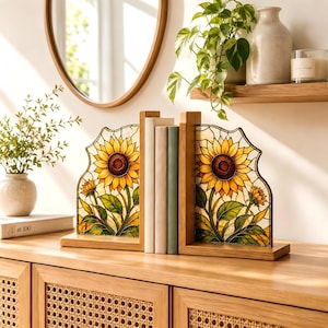 Birthday Gift Bright Sunflower Glass Book Support Tabletop Ornament Handmade For Bibliophile Readers