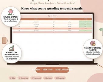 Ultimate Expense Tracker | Google Sheets Template | Monthly Budget Spreadsheet | Personal Finance Dashboard