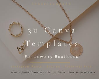 Modelos do Canva para mídias sociais de joias | Marketing para boutiques (Download digital)