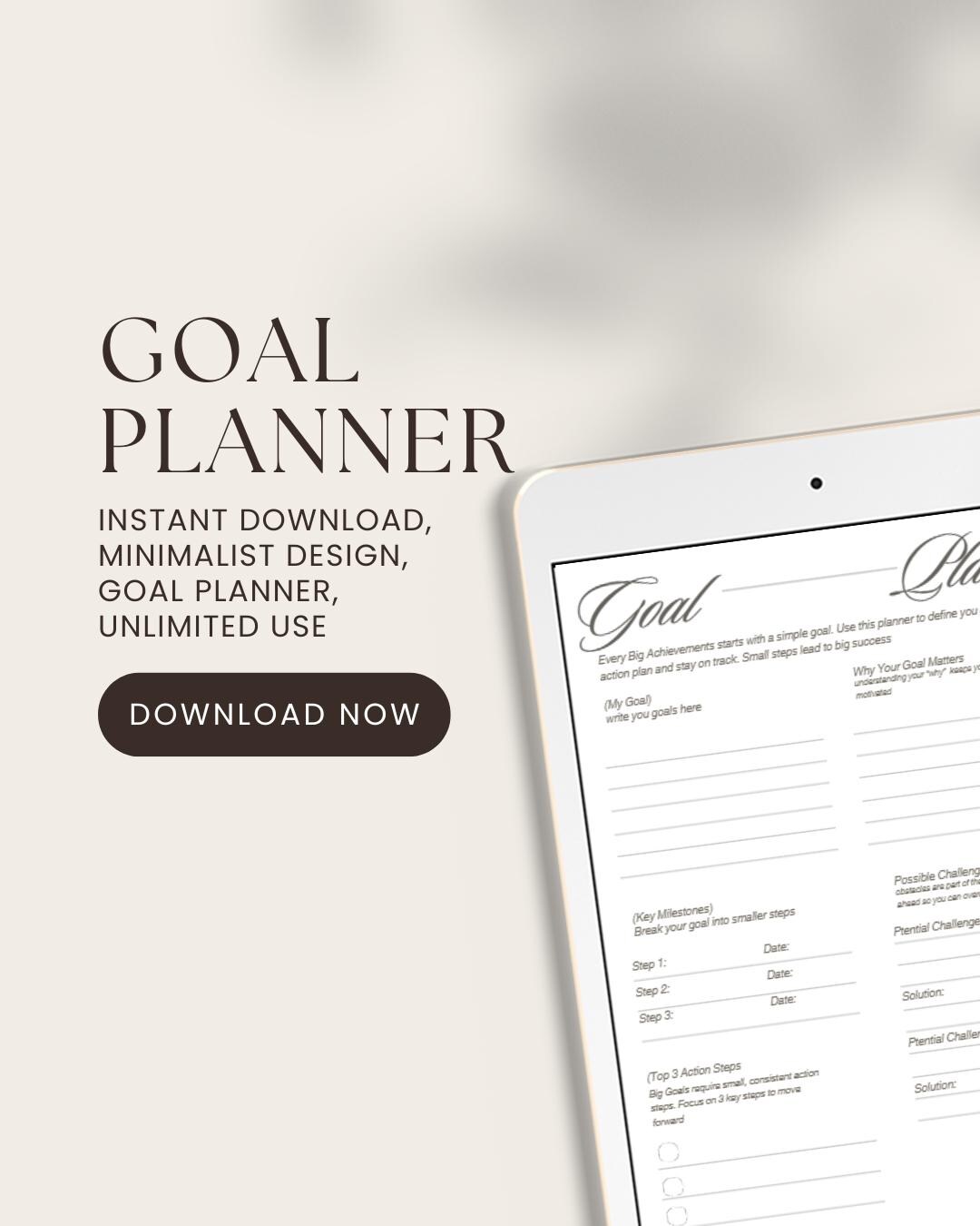 Minimalist Goal Planner Printable | Action Plan Worksheet (PDF Download ...
