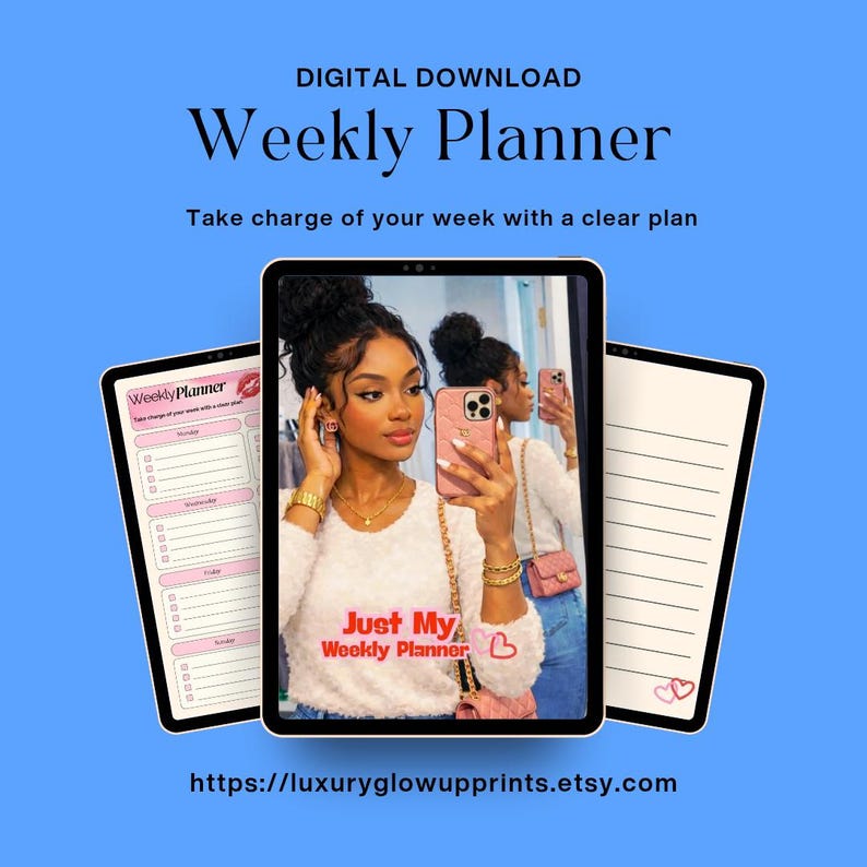 Just My Weekly Planner, Printable Weekly Planner, Cute Pink Feminine ...