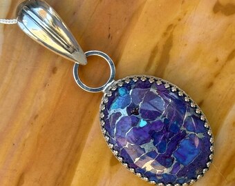 Elegant Mohave Purple Turquoise Sterling Silver Pendant Necklace - Handmade Jewelry Gift for Women