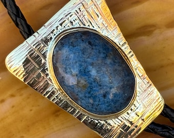 Handcrafted Brass Lapis Lazuli Bolo Tie - Western Unisex Neckwear Gift Cowboy Cowgirl Southwestern Jewelry