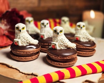 Macarons de búho nival, dulces de regalo de mago, recuerdos de cumpleaños para el elegido, baby shower de pequeño mago, dulces de boda, golosinas, búho mágico