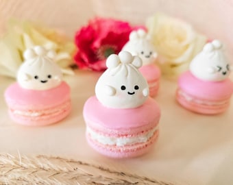 Macarons de empanadillas para baby shower, recuerdos personalizados para baby shower, macarons de empanadillas, recuerdos para baby shower, adornos de chocolate con forma de empanadilla
