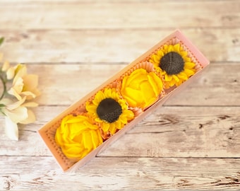 Flores comestibles, dulces gourmet de malvavisco hechos a mano, recuerdos para fiestas, caja de regalo, malvaviscos con forma de flor, recuerdos florales para bodas, ramo comestible