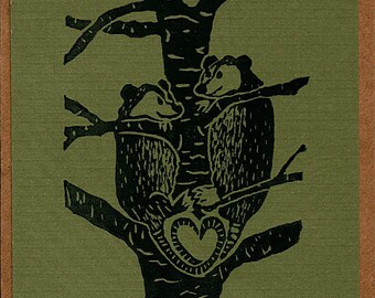Possum Tree Heart Card: Handcrafted Greeting for Any Occasion