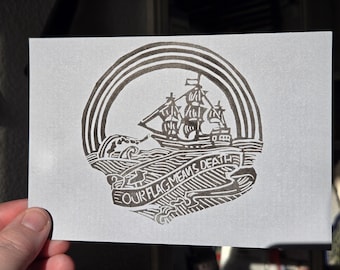 Our Flag Means Death hand-carved hand-printed original linoprint