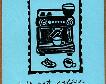 Espresso Greeting Card Coffee Date handmade cozy art