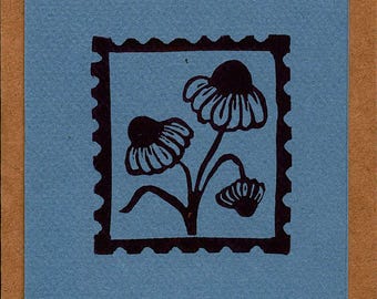 Flower Greeting Card blank inside cottage core stamped card