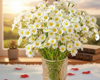 Artificial Daisy Flowers Bulk White Decor Wedding Craft Flowers (120 Heads)