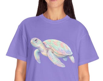 Camiseta de tortuga marina pastel / Camiseta de vida marina en acuarela