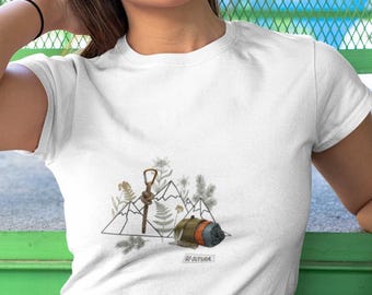 Camiseta gráfica de montaña para acampar al aire libre / Equipo de aventura