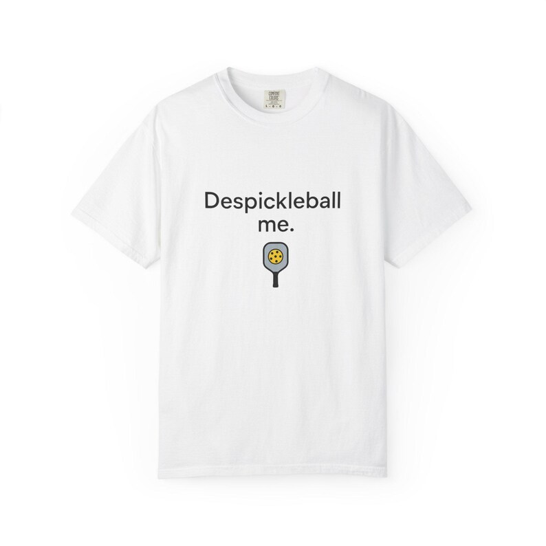 Despickleball Me pickleball graphic T-shirt | pickle paddle logo tee image 1