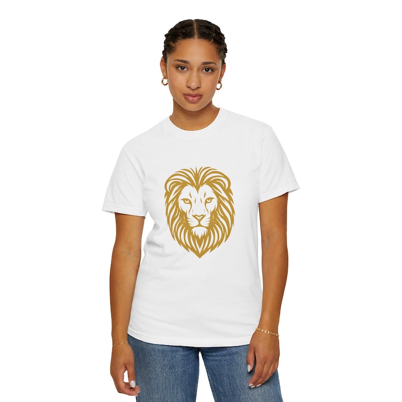 Golden Lion Head T-shirt | Minimal Animal Graphic Tee image 1