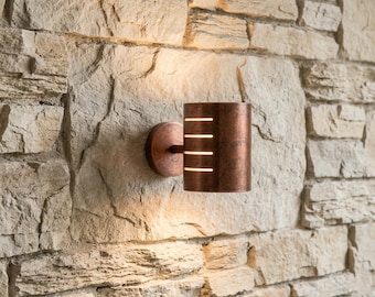 Industrial Antique Copper Wall Sconce – Handmade Rustic Wall Light for Bedroom & Living Room – Modern Copper Lamp – Hardwired Sconce