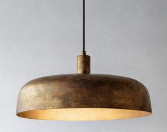 Vintage Brass Pendant Light – Industrial Dome Ceiling Lamp – Modern Kitchen Island Lighting – Minimalist Hanging Light Fixture