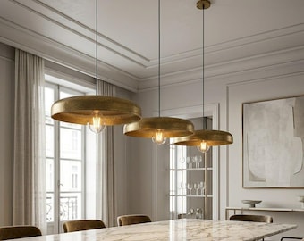 Antique Brass Pendant Light | Minimalist Hanging Lamp | Modern Kitchen Island Ceiling Light Fixture
