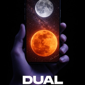 Papel de parede/tela de bloqueio da Lua Cheia Dupla de Abril, Fundo Espacial, iPhone e Android, Download Digital
